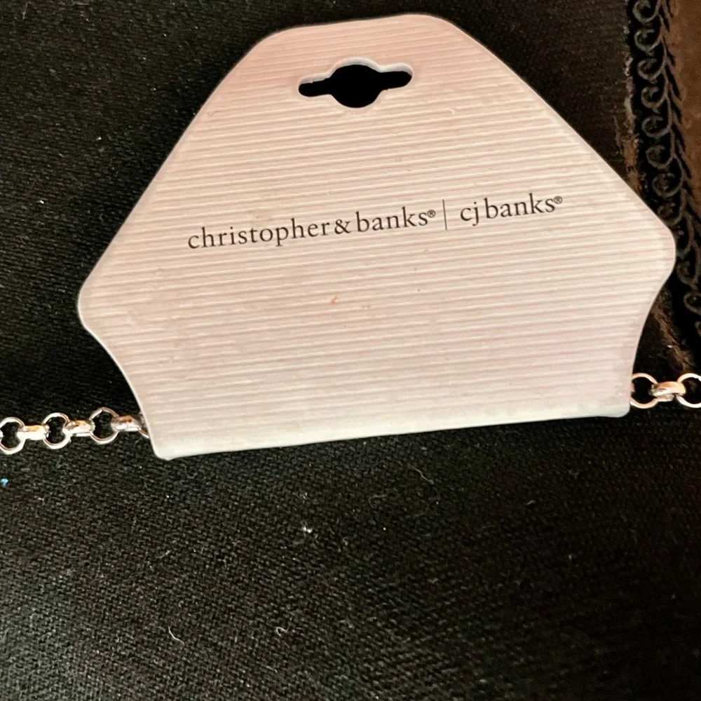 Christopher & Banks Silver Donut Circle Geometric Statement Pendant Necklace 20”